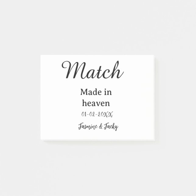 Post-it® Mariage fait au ciel nom date simple calligraphie (Devant)