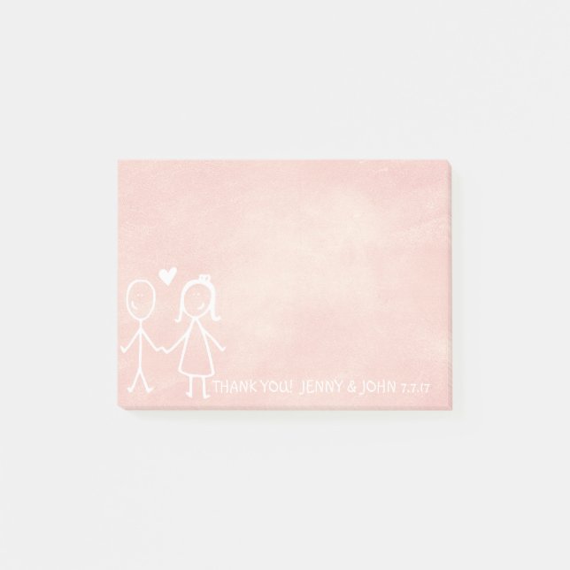 Post-it® Mariage Favor Merci Chalkboard Peach Pastel (Devant)