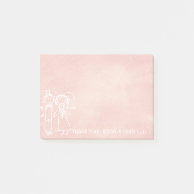 Post-it® Mariage Favor Merci Chalkboard Peach Pastel (Devant)