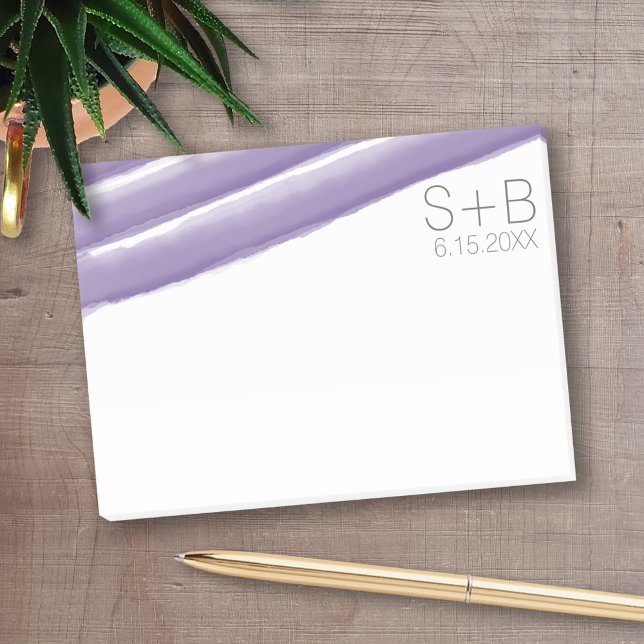 Post-it® Mariage Lavender et Gris (Personalized Post-It Notes - add you name or other text)
