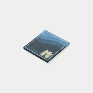 Post-it® Mariage Moderne Golden Ananas Couple Marine bleu P