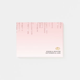 Post-it® Mariage moderne Rose Parties scintillant Drives &