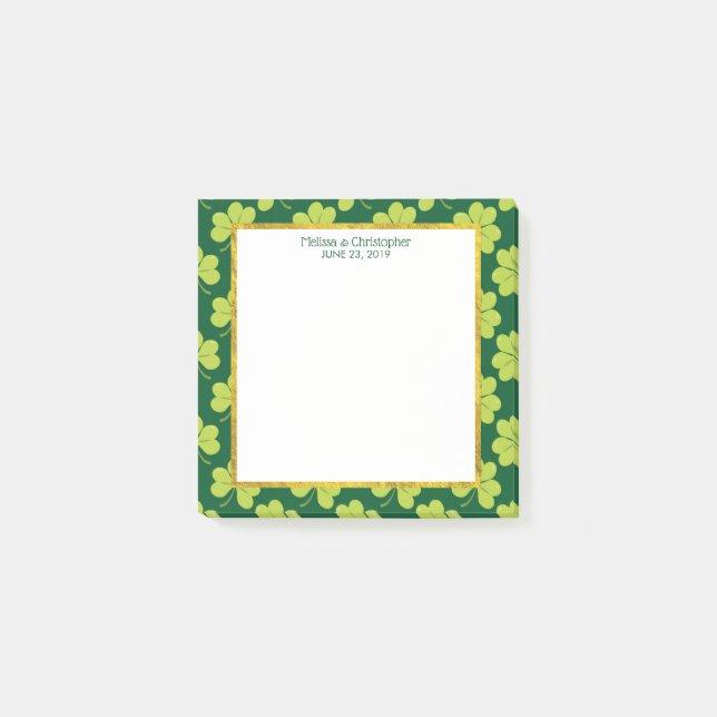Post-it® Mariage Motif de Clover vert mignon (Devant)