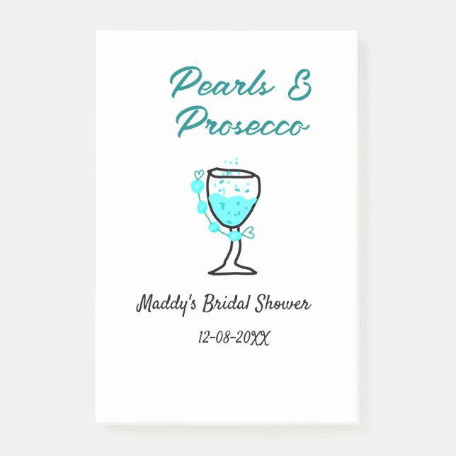 Post-it® Mariage perles et prosecco nom bleu noir  (Devant)