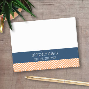 Post-it® Mariage thème bleu marine et orange à chevrons