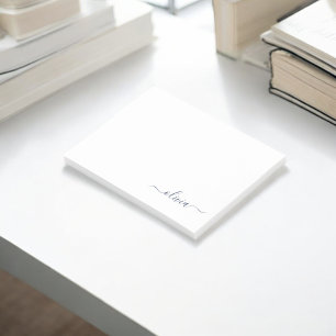 Post-it® Marine Bleu Blanc moderne Script Girl Monogramme N