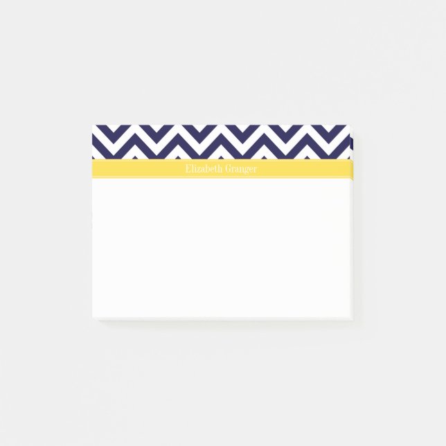 Post-it® Marine Blue Lg Chevron Nom de l'ananas Monogramme (Devant)