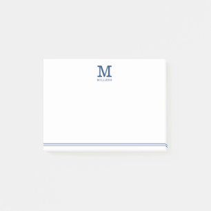 Post-it® Marine Blue Monogrammed Nom de famille Two Linked