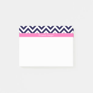 Post-it® Marine Lg Chevron HotPink2 Quatrefoil Nom Monogram