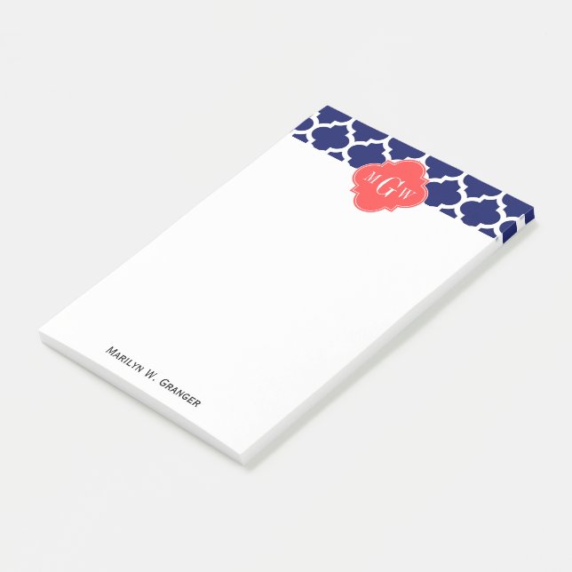 Post-it® Marine Whats Marocain #5 Coral Rouge 3 Monogramme  (Incliné)