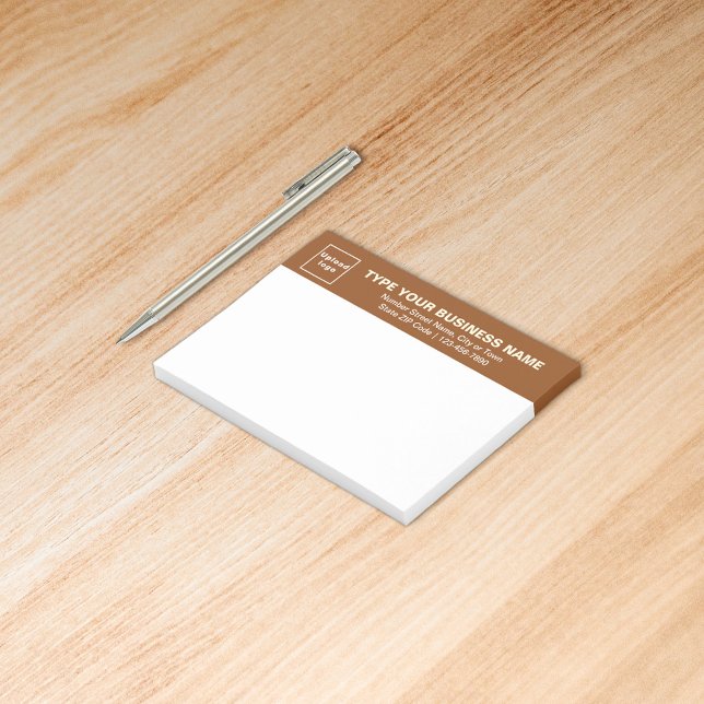 Post-it® Marque commerciale sur le titre marron d'un rectan (Build brand name awareness. Your business brand on brown heading of rectangle sticker.)