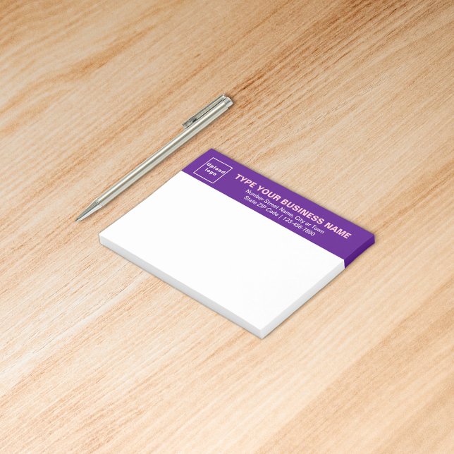 Post-it® Marque d'affaires sur la tête violette du rectangl (Build brand name awareness. Your business brand on purple heading of rectangle sticker.)