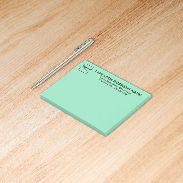 Post-it® Marque d'affaires sur un rectangle vert Turquoise  (Build brand name awareness. Your business brand on light teal green rectangle post it note.)