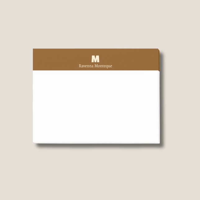 Post-it® Marron Chocolat Lettre de Nom Personnalisé Monogra (Créateur téléchargé)