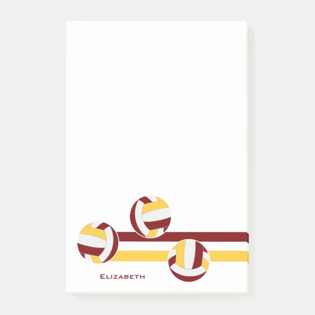 Post-it® marron or volleyballs rayures nom du joueur (Devant)