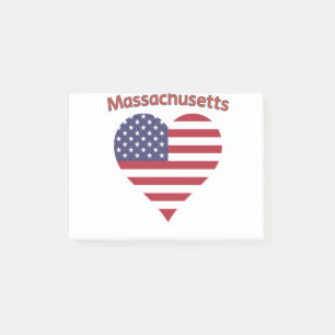 Post-it® Massachusetts American Flag Heart