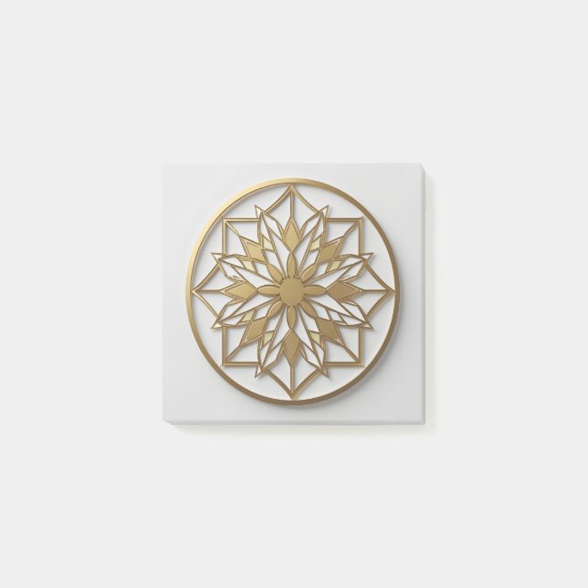 Post-it® Médaillon Mandala Doré | Cahier Élégant (Devant)