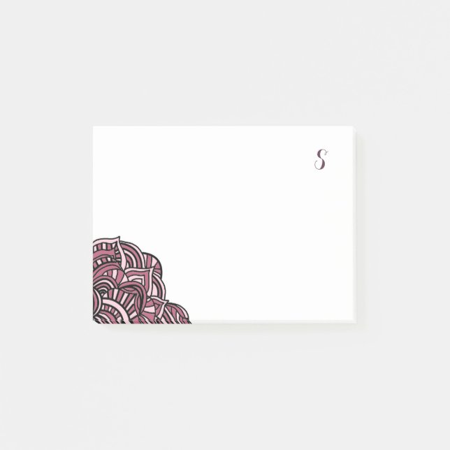 Post-it® Médaillon Monogramme Noir et Violet (Devant)