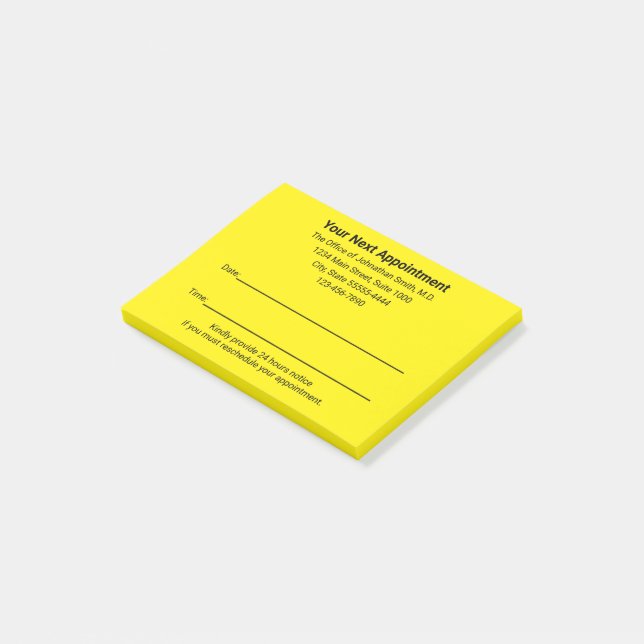 Post-it® Médecin Rappel du Prochain Rendez-vous Jaune (Incliné)