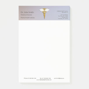 Post-it® Médicale Elegant Gold Caduceus ailes blanches