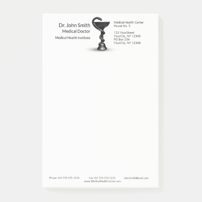 Post-it® Médicale Snake Bowl Hygieia White Caduceus Black (Devant)
