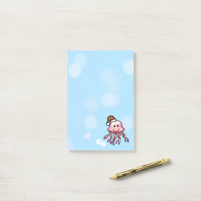 Post-it® Méduse de dessin animé festive mignonne (Sur un bureau)