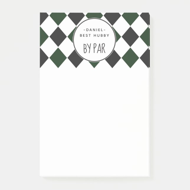 Post-it® Meilleur Hubby de Par Green Plaid avec nom (Devant)