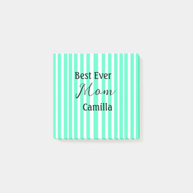Post-it® Meilleure maman de tous les temps motif rayé vert  (Devant)