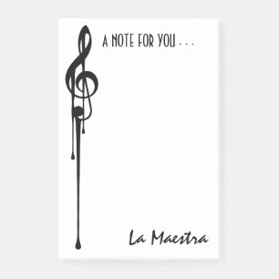 Post-it® MELTPOINT WHITE Black G-Clef 'La Maestra' Personna