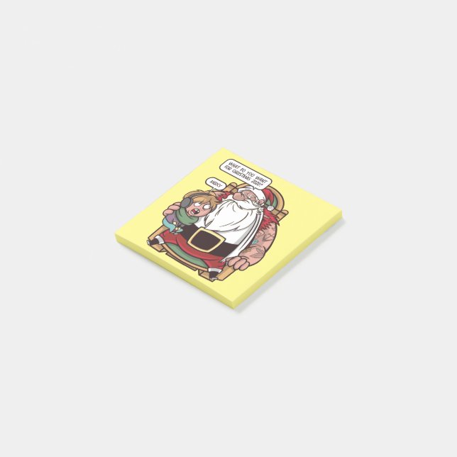 Post-it® Mème de Noël amusant 2020 PÈRE NOËL DEMANDER (Incliné)
