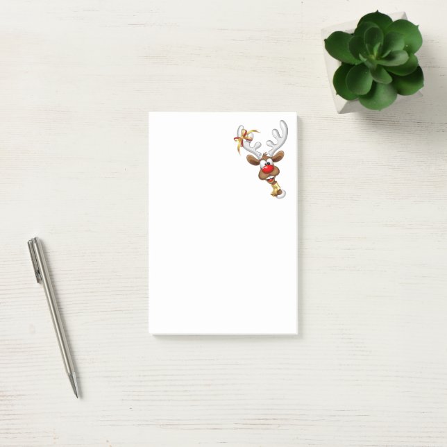 Post-it® Mème de Noël drôle de renne qui regarde par-dessus (Bureau)