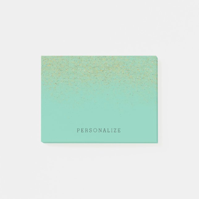 Post-it® Menthe de solide de parties scintillantes d'or (Devant)