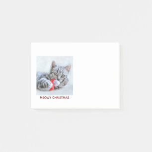 Post-it® Meowy Christmas Grey Tabby Chat