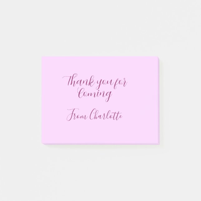 Post-it® merci d'être venu ajouter nom message texte mauve (Devant)