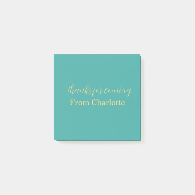 Post-it® merci d'être venu nom à ajouter texte turquoise ja (Devant)
