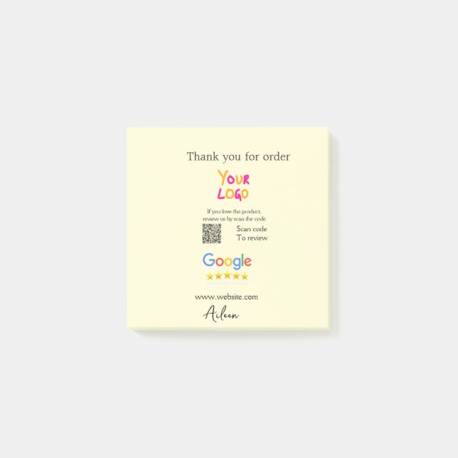 Post-it® Merci Google avis scan QR entreprise (Devant)