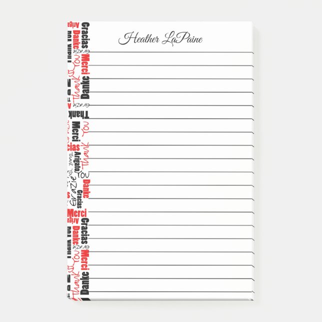 Post-it® Merci multilingue Typographie Word Cloud (Devant)