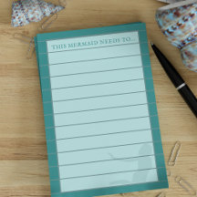 Mermaid Lined Aqua Turquoise Notes