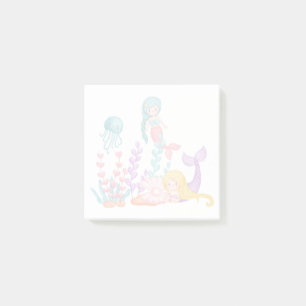 Post-it® Mermaids et méduses sous l'aquarelle marine
