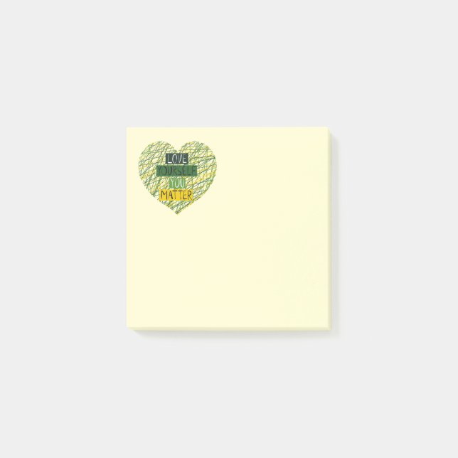 Post-it® Message Positif et Cœur dans les Couleurs de la Sa (Devant)