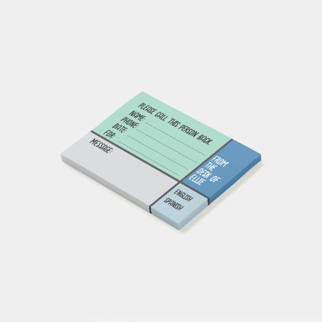 Post-it® Message téléphonique personnalisé avec nom pour le (Incliné)