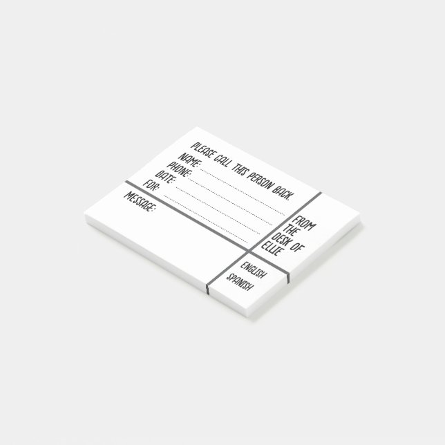 Post-it® Message téléphonique personnalisé avec nom pour le (Incliné)
