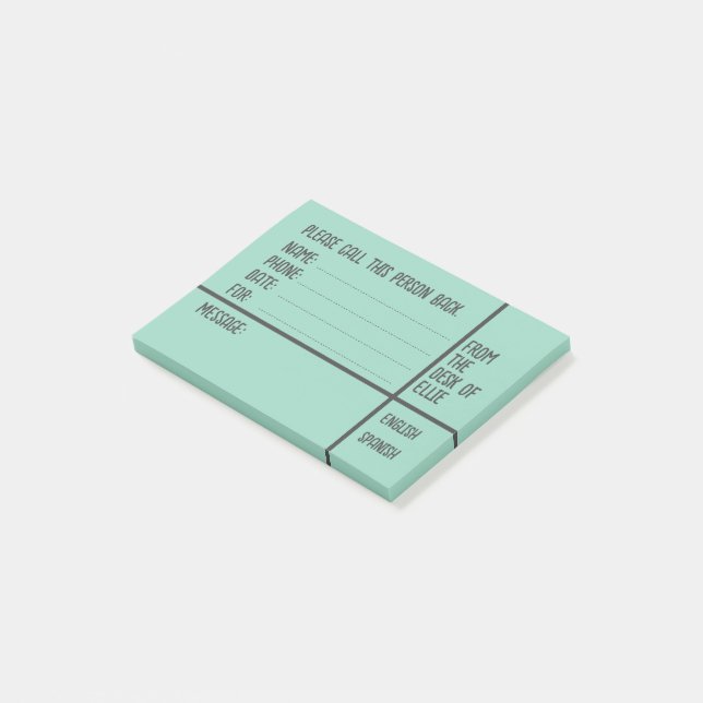 Post-it® Message téléphonique personnalisé avec nom pour le (Incliné)