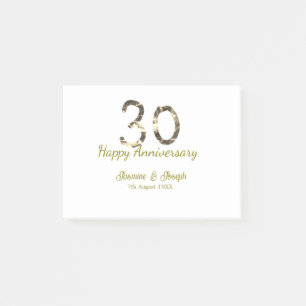 Post-it® Métallisé or 30e Joyeux anniversaire ajoutez nom