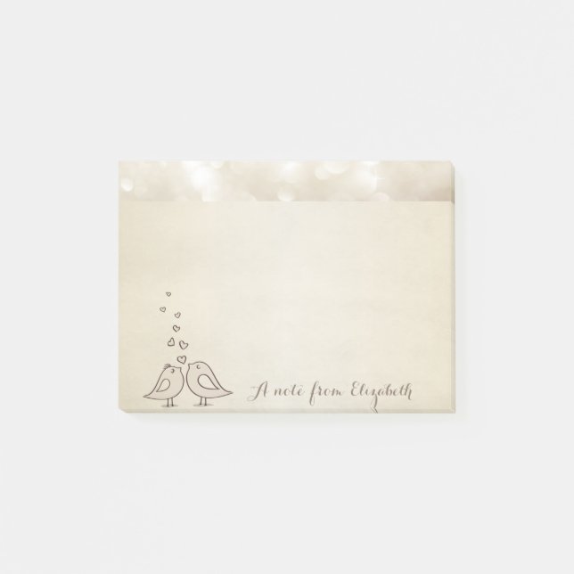 Post-it® Mignon Adorable Élégant , Oiseaux en Amour (Devant)
