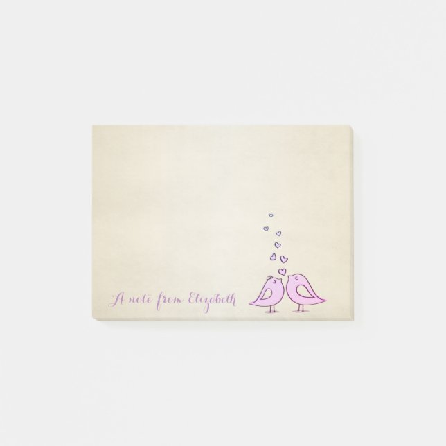 Post-it® Mignon Adorable Élégant , Oiseaux en Amour (Devant)