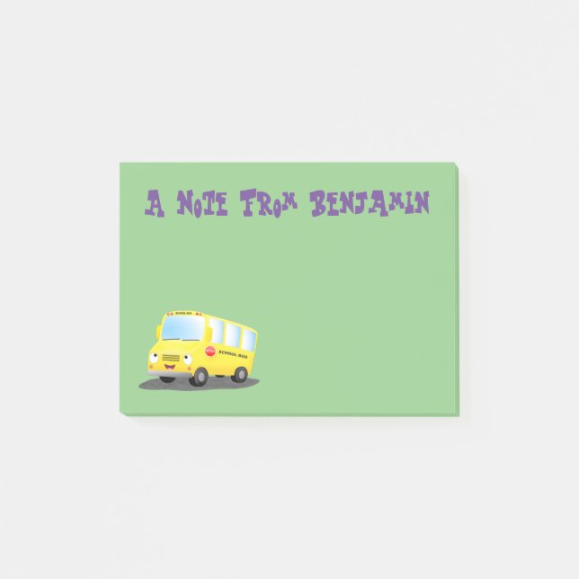 Post-it® Mignon bus scolaire jaune de dessin animé  (Devant)