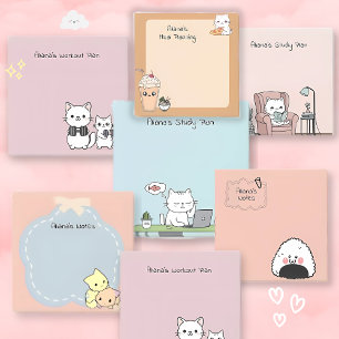 Post-it® Mignon Chat Blanc Mémo Planification des Repas nou