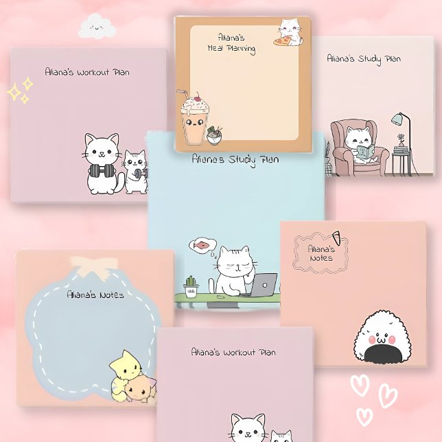 Post-it® Mignon Chat Blanc Mémo Planification des Repas nou (Créateur téléchargé)