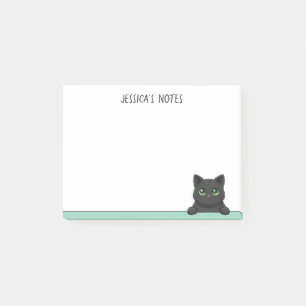Post-it® Mignon Chat Noir Qui Regarde Mint Personnalisé